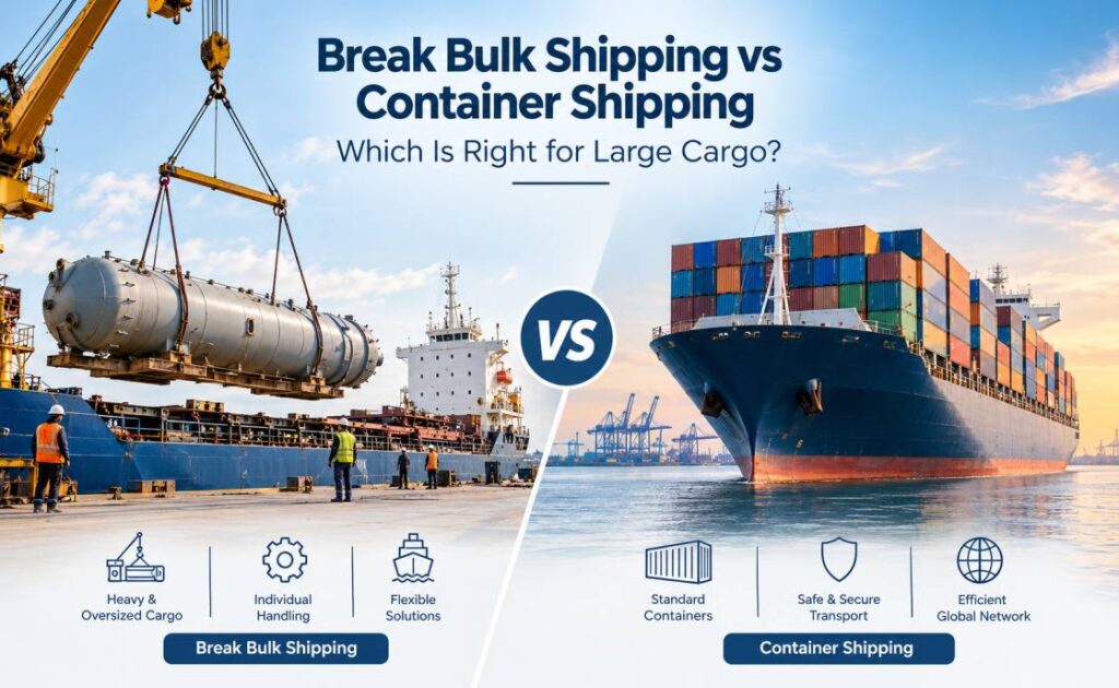 Break bulk shipping vs container shipping for large cargo